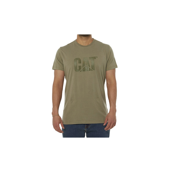 Caterpillar T-Shirts Online UAE - Caterpillar Original Logo Mens - Green ZFHRNK504